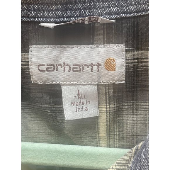 Carhartt Pearl Snap Size Large Button Up Long Sleeve Flannel Shirt Plaid pre-own - Picture 4 of 16